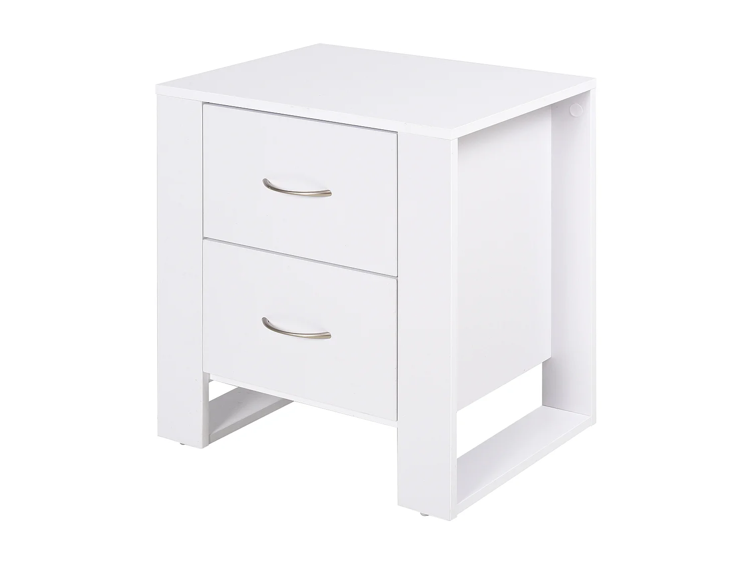 Table de Chevet Table de Nuit 2 Tiroirs Design Contemporain Dim. 48L x 39l x 54H cm Panneaux de Particules Blanc