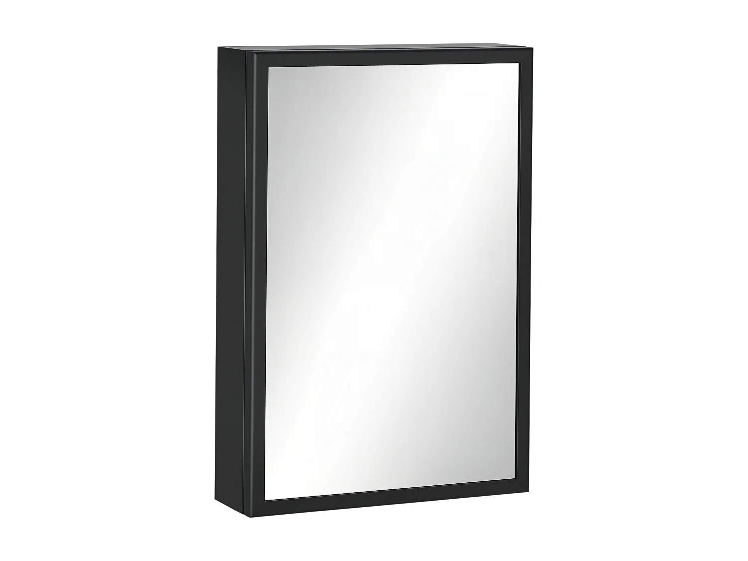 Armoire miroir murale salle de bain toilette dim. 40L x 12l x 60H cm acier inox. noir verre