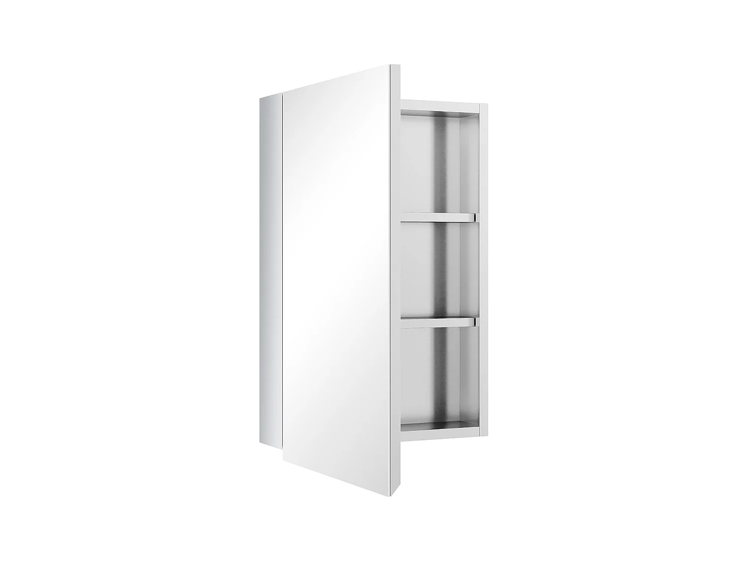 Armoire miroir murale salle de bain toilette dim. 39L x 12l x 60H cm acier inox. verre