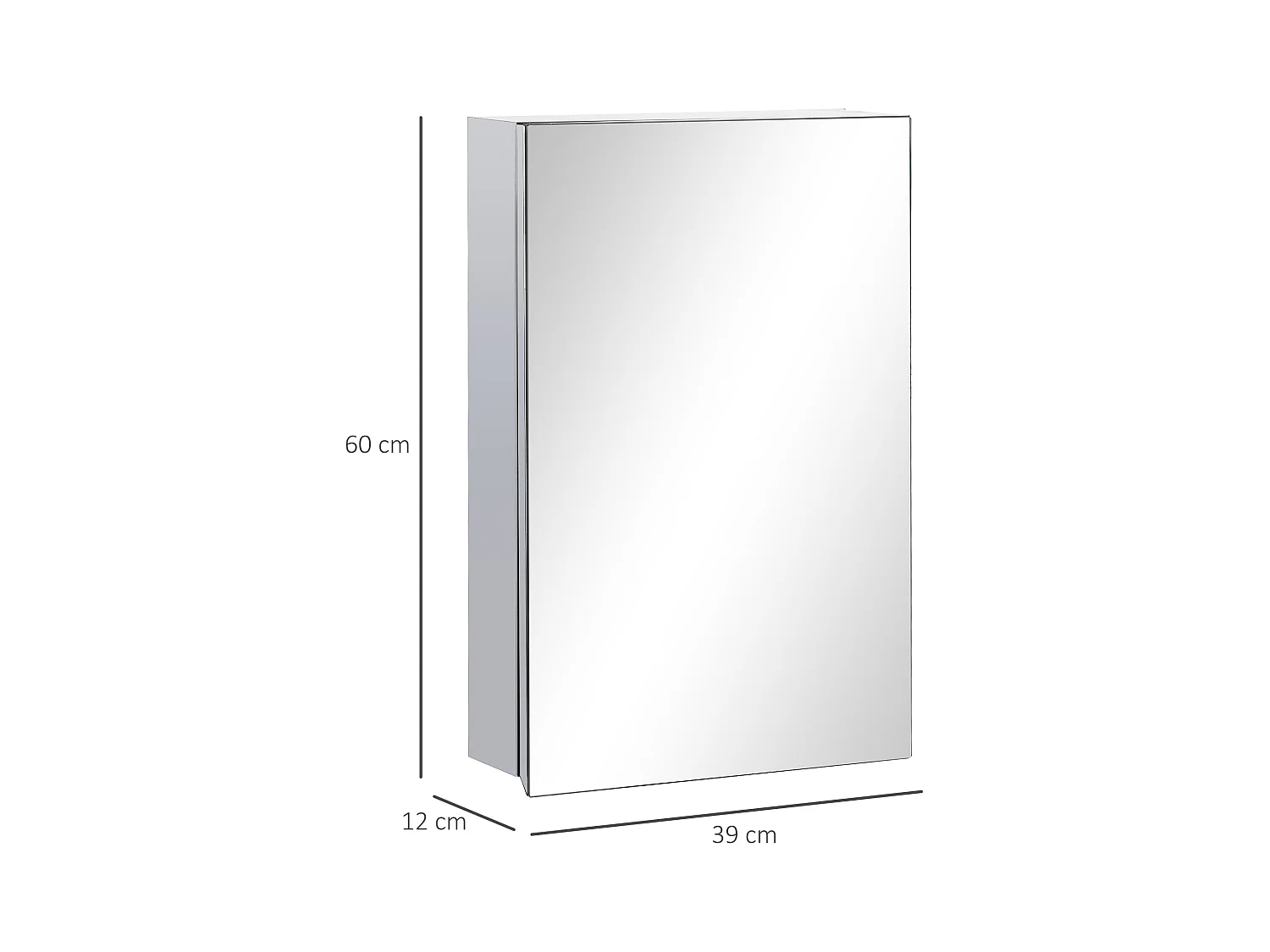 Armoire miroir murale salle de bain toilette dim. 39L x 12l x 60H cm acier inox. verre