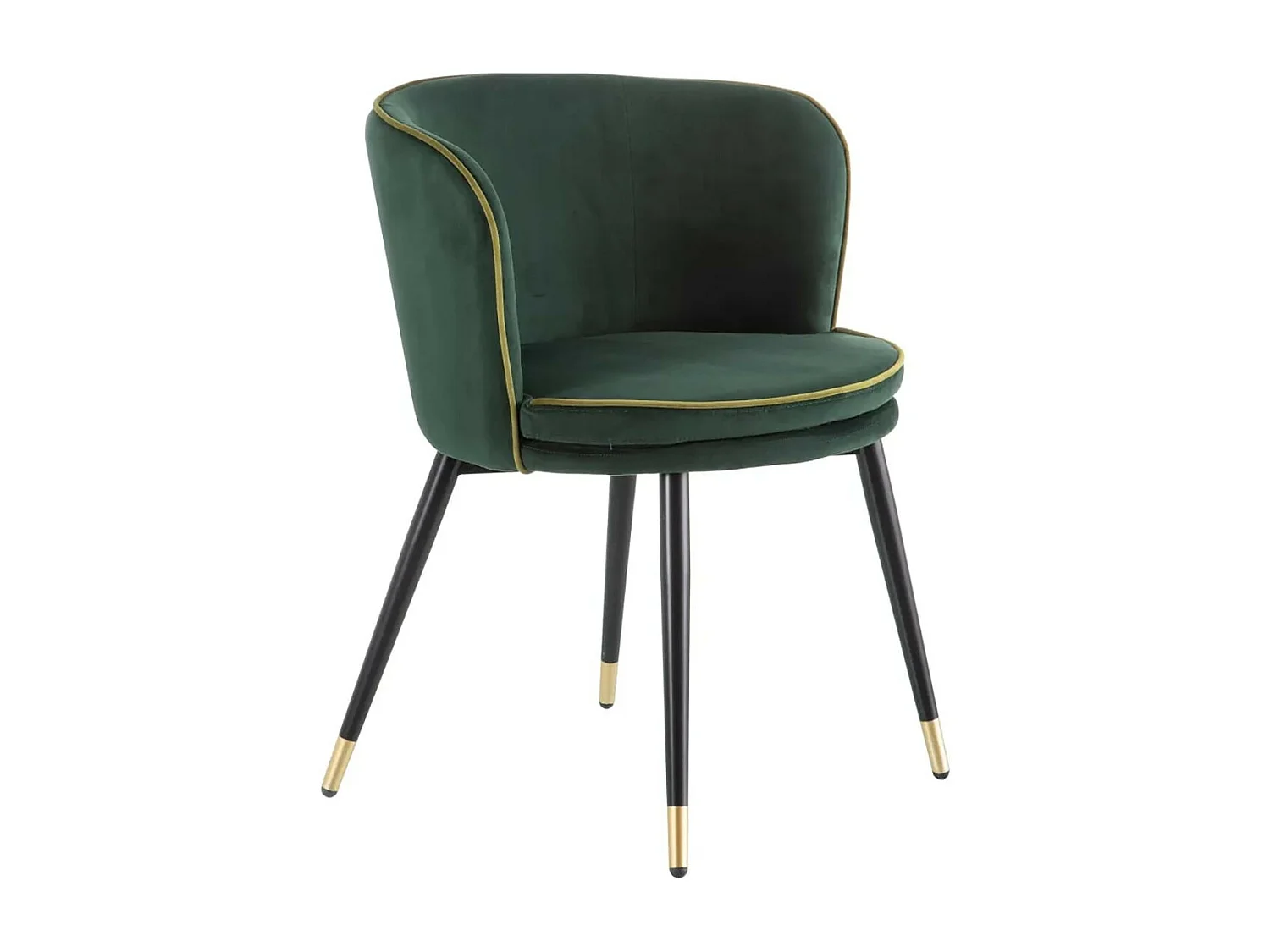 LOAXA - Lot de 2 Fauteuils Velours Vert Foncé Pieds Noir Or