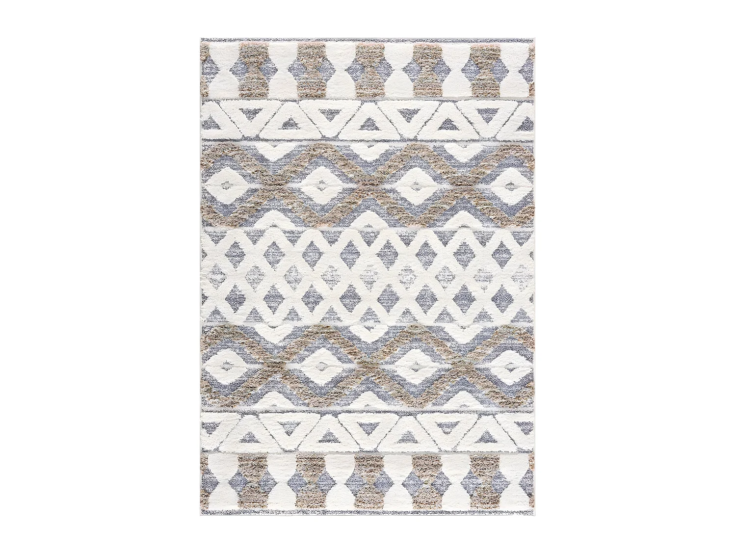 HAVA - Tapis à poils longs et relief beige et crème 200x290cm