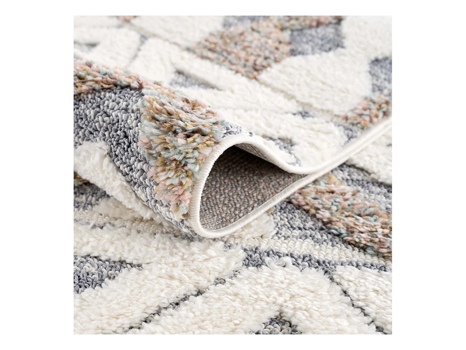 HAVA - Tapis à poils longs et relief beige et crème 200x290cm