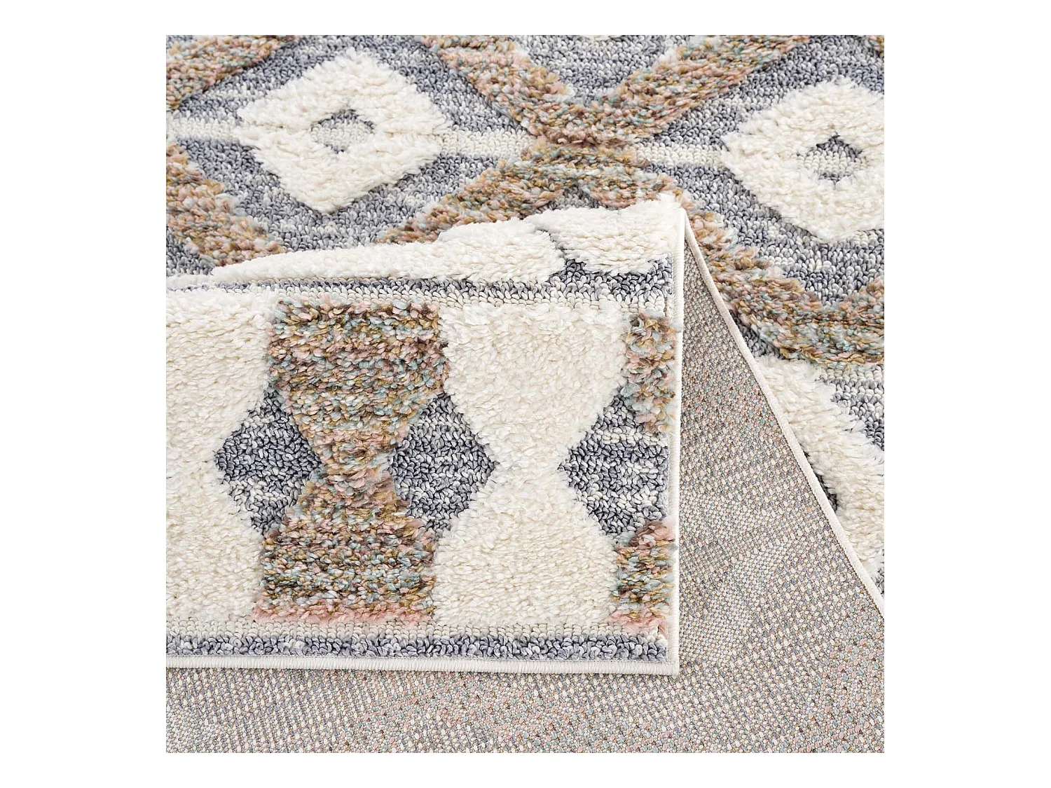 HAVA - Tapis à poils longs et relief beige et crème 200x290cm