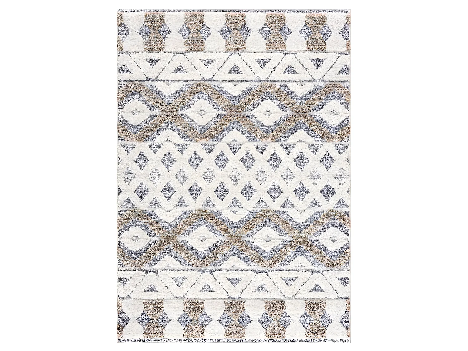 HAVA - Tapis à poils longs et relief beige et crème 200x290cm