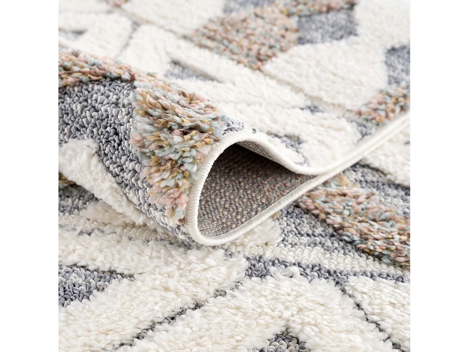 HAVA - Tapis à poils longs et relief beige et crème 200x290cm