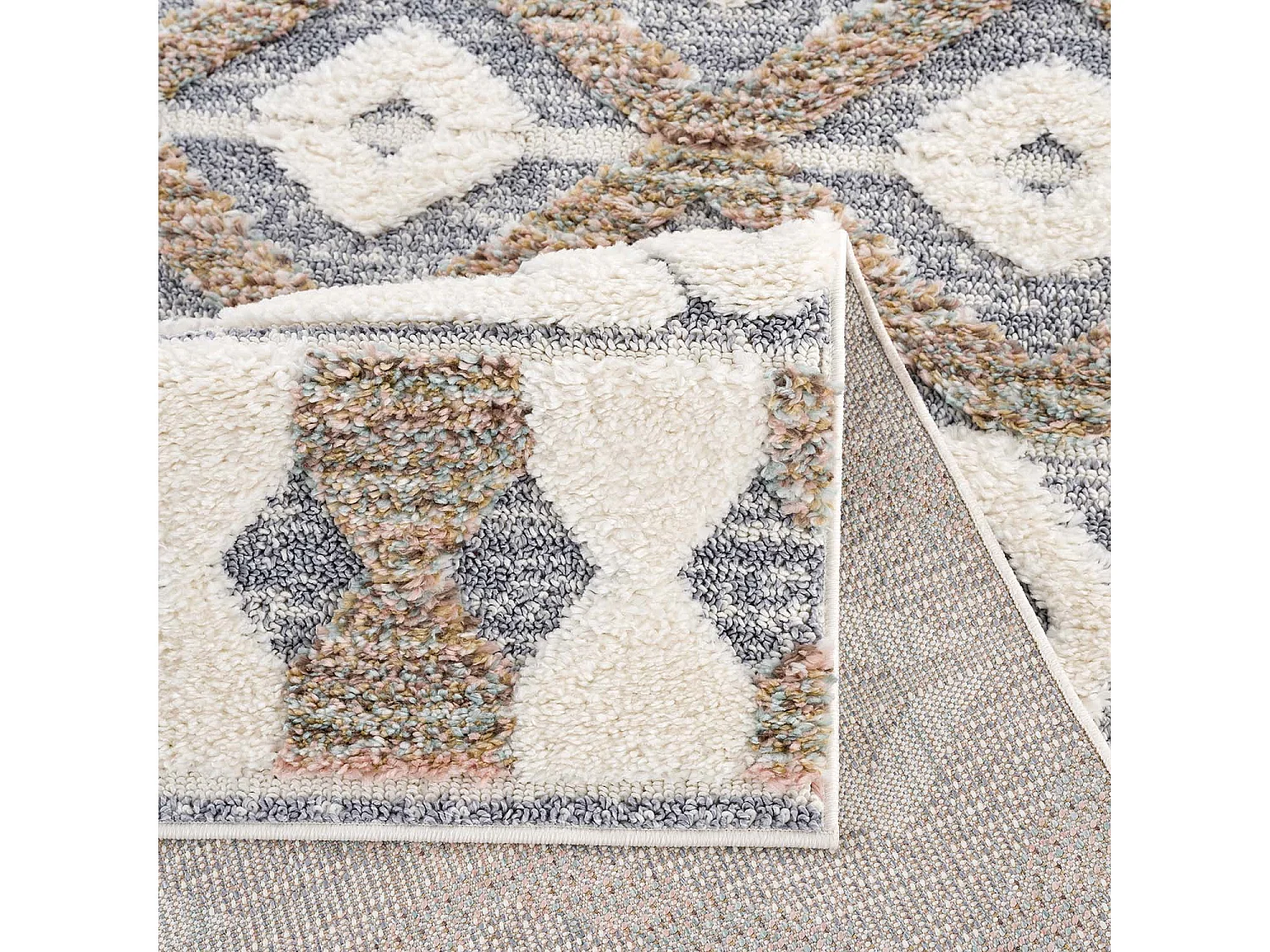 HAVA - Tapis à poils longs et relief beige et crème 200x290cm