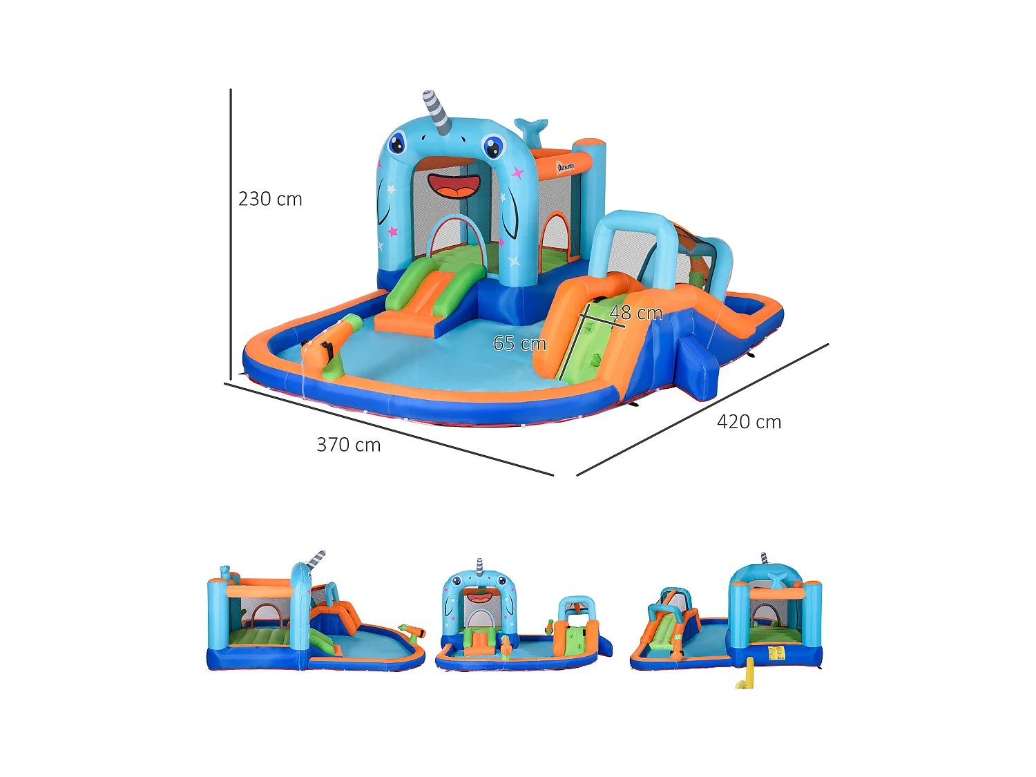 Château gonflable enfant - trampoline, toboggans, piscine, mur d'escalade, panier, pistolets eau, gonfleur, sac transport - polyester multicolore