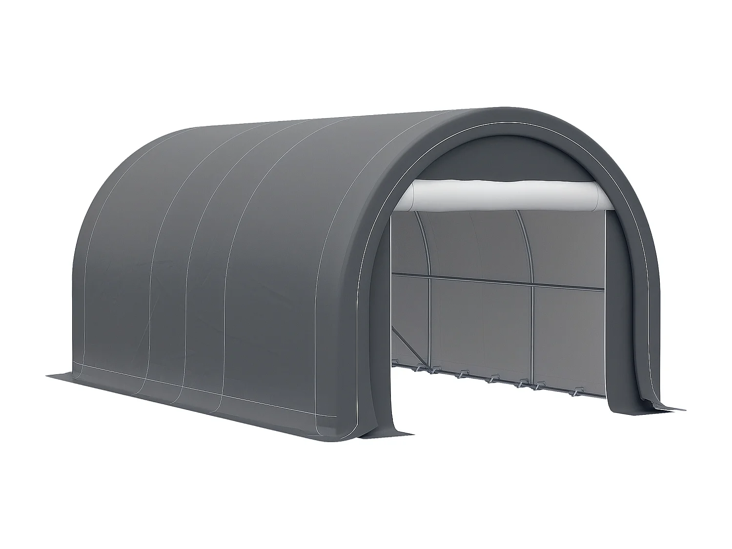 Tente garage carport dim. 5L x 3l x 2,4H m acier galvanisé robuste PE haute densité 190 g/m² imperméable anti-UV gris