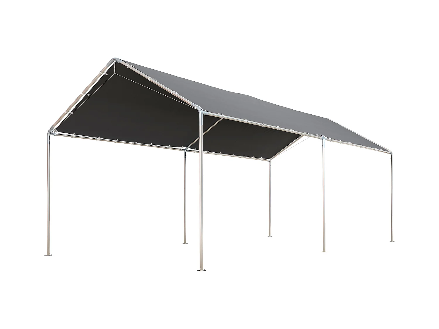 Carport auvent pour voiture 5,95L x 2,90l x 2,60H m acier galvanisé robuste PE haute densité gris