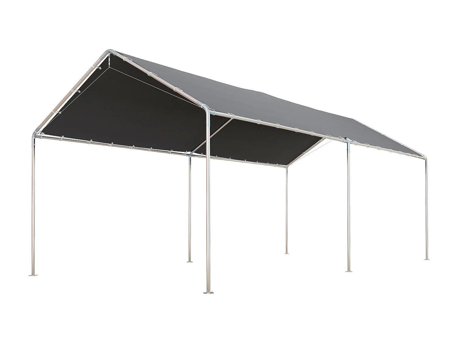 Carport auvent pour voiture 5,95L x 2,90l x 2,60H m acier galvanisé robuste PE haute densité gris