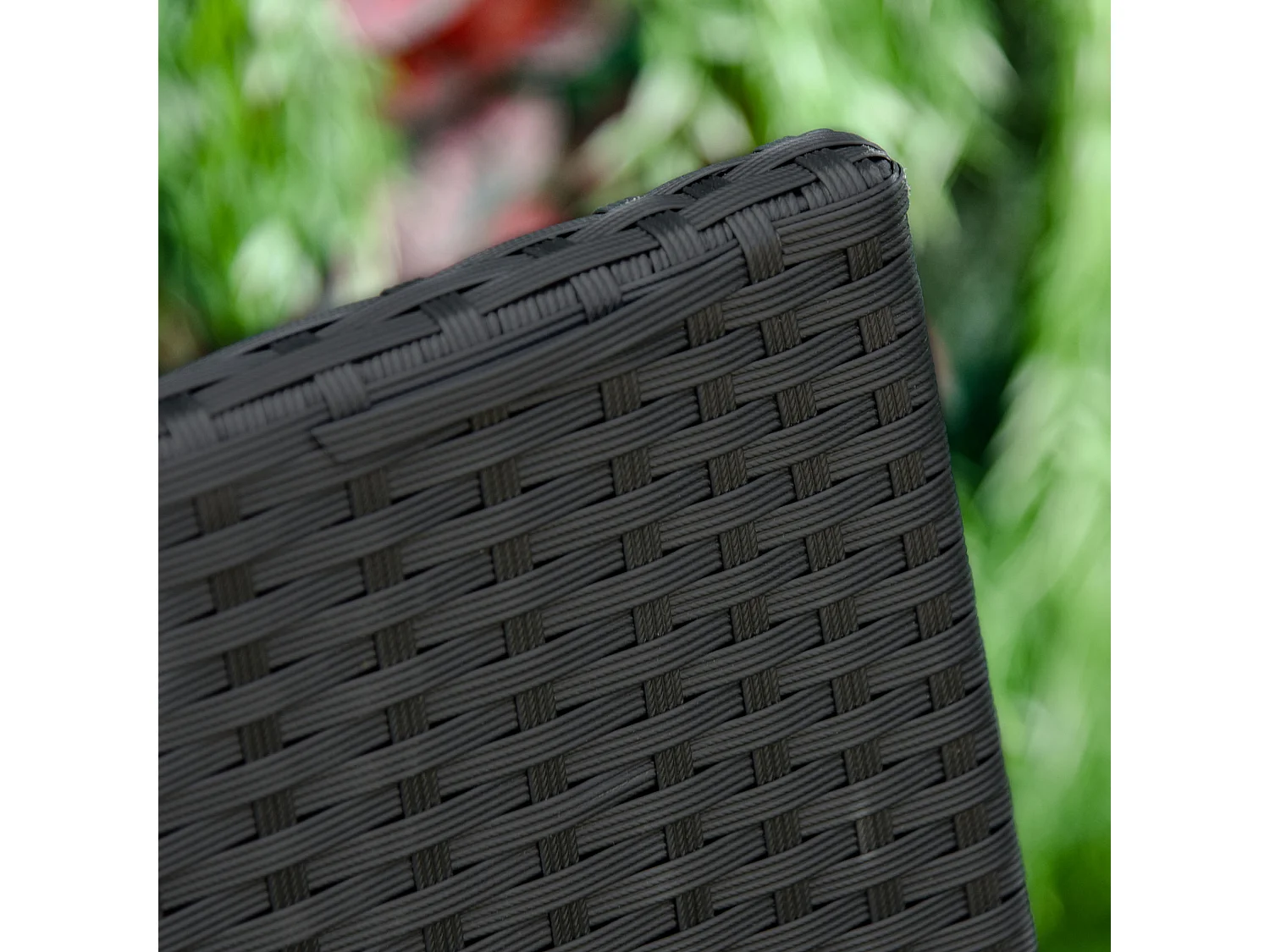 Banc de jardin 2 places style cosy chic résine tressée 4 fils imitation rotin noir