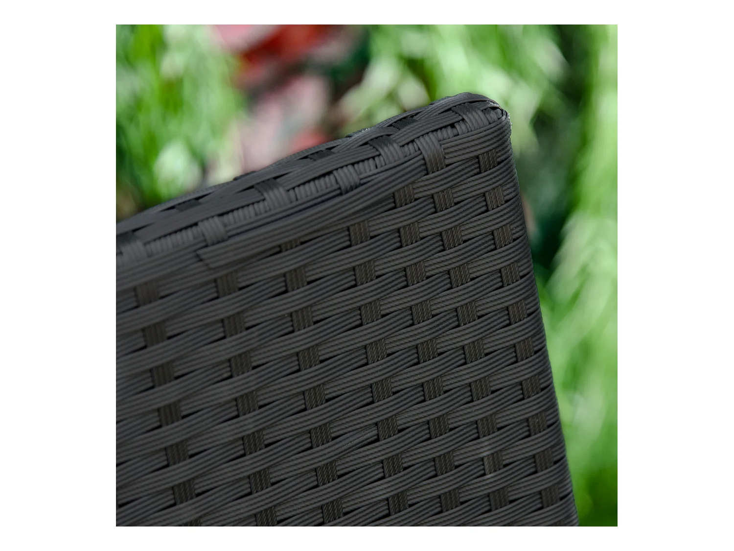 Banc de jardin 2 places style cosy chic résine tressée 4 fils imitation rotin noir