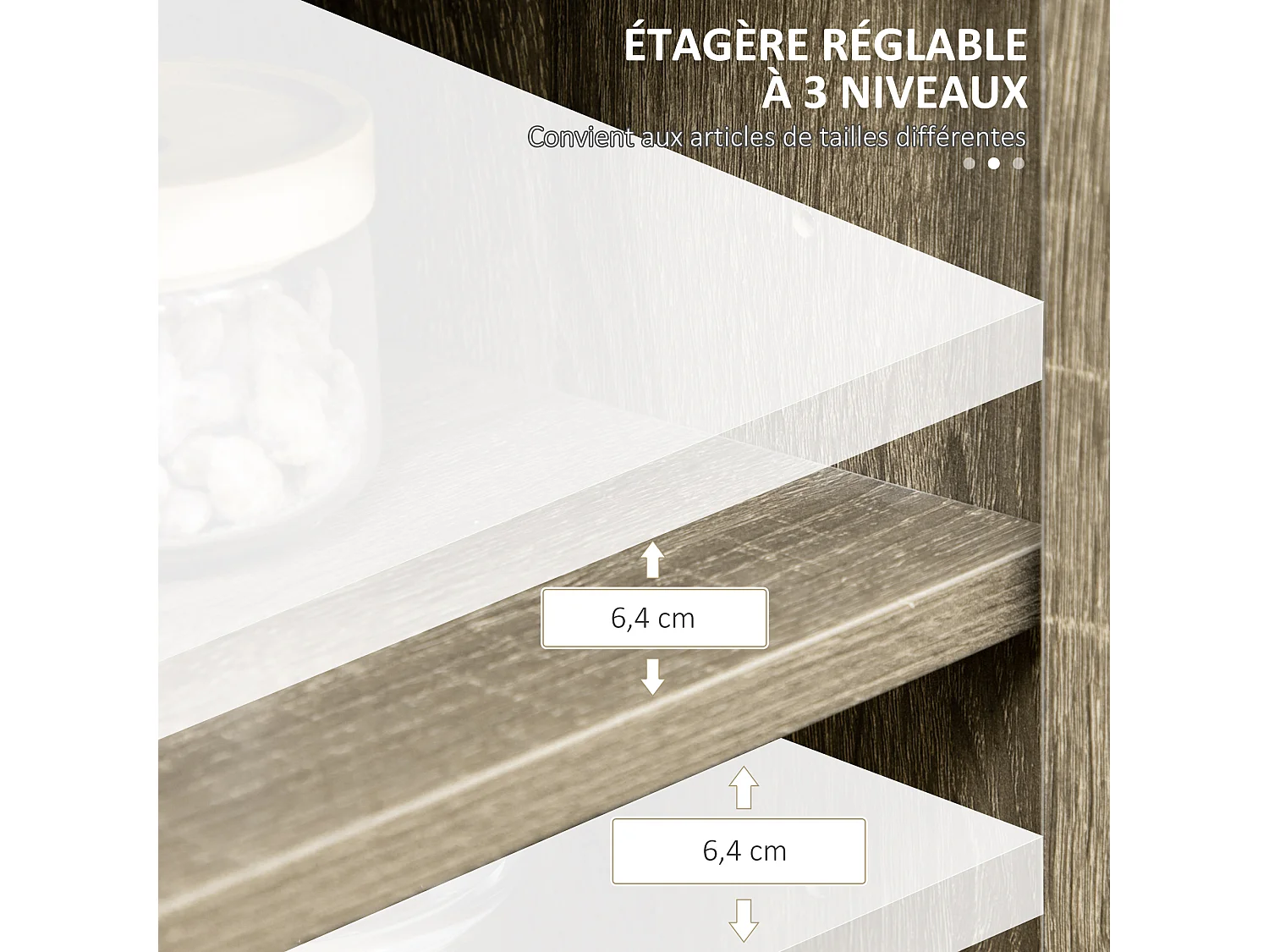 Buffet meuble de rangement 4 portes verres étagères réglables 2 tiroirs gris