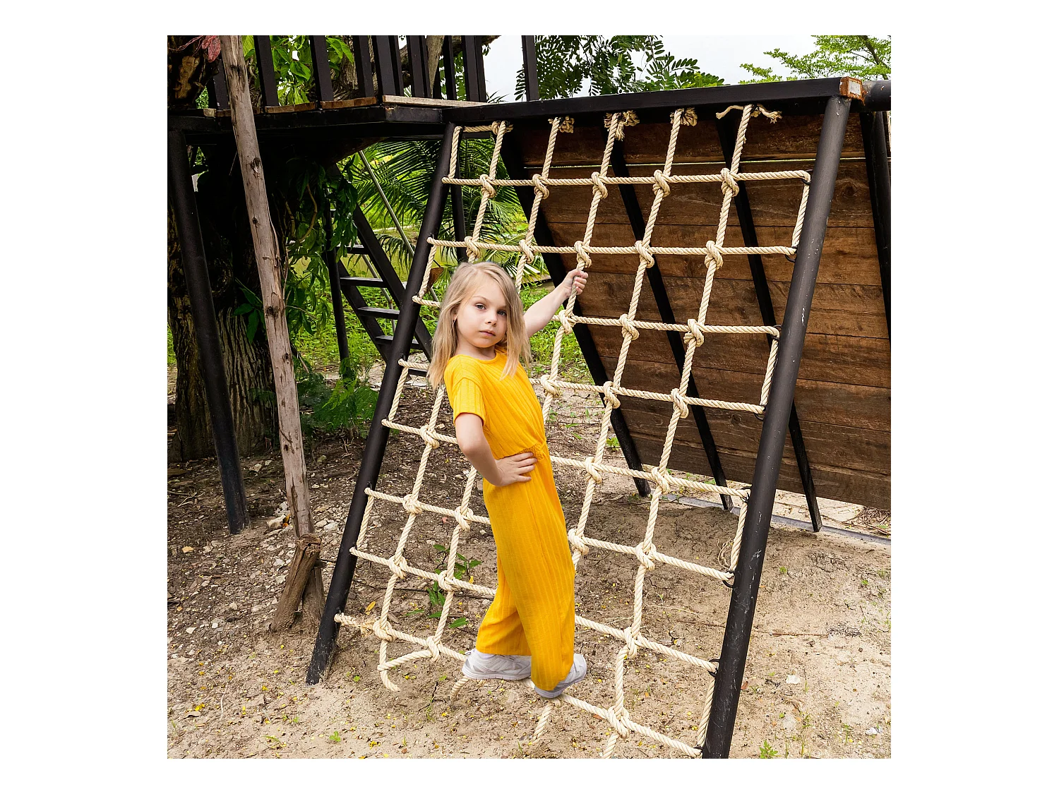 Filet d'escalade enfant PE filet à grimper 3-6 ans 1,5L x 2H m crochets acier galvanisé