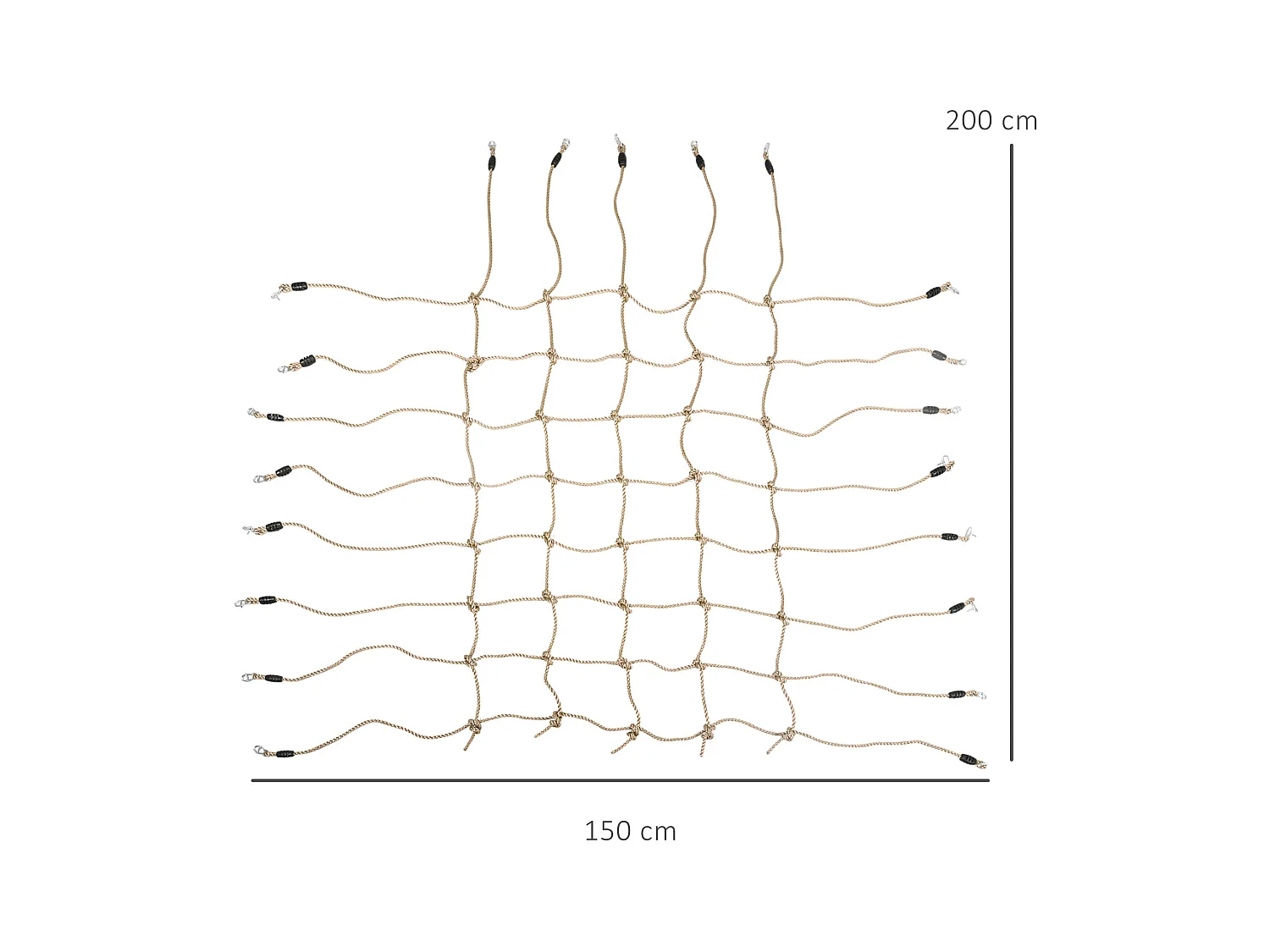 Filet d'escalade enfant PE filet à grimper 3-6 ans 1,5L x 2H m crochets acier galvanisé