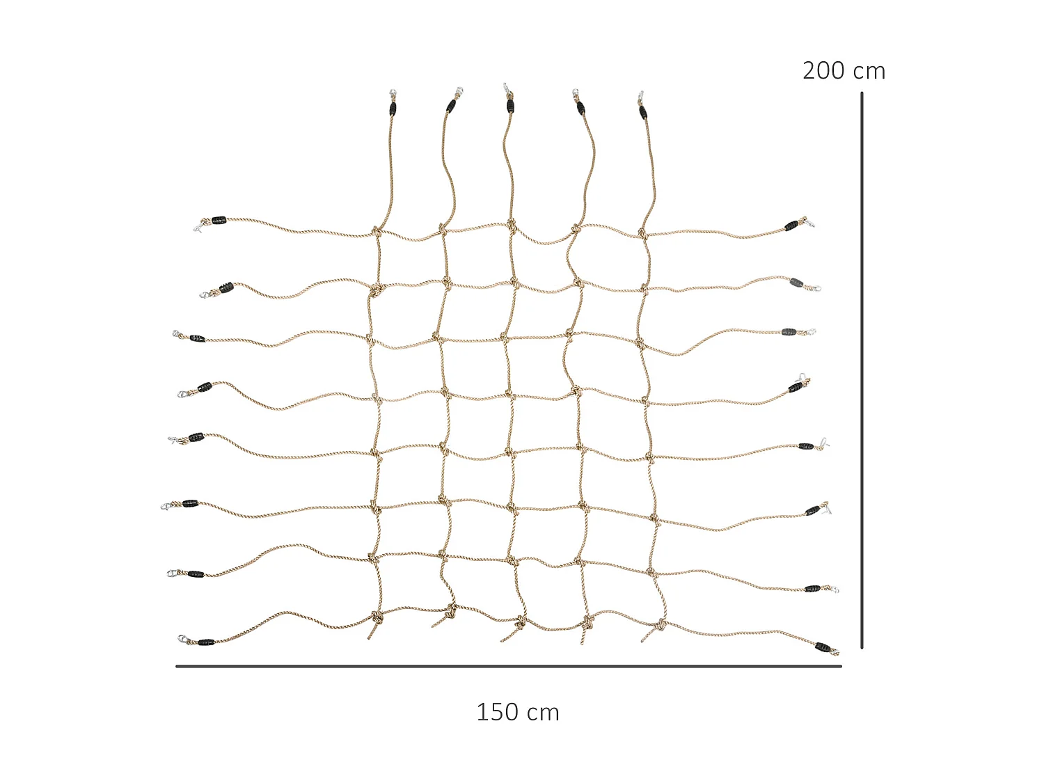 Filet d'escalade enfant PE filet à grimper 3-6 ans 1,5L x 2H m crochets acier galvanisé