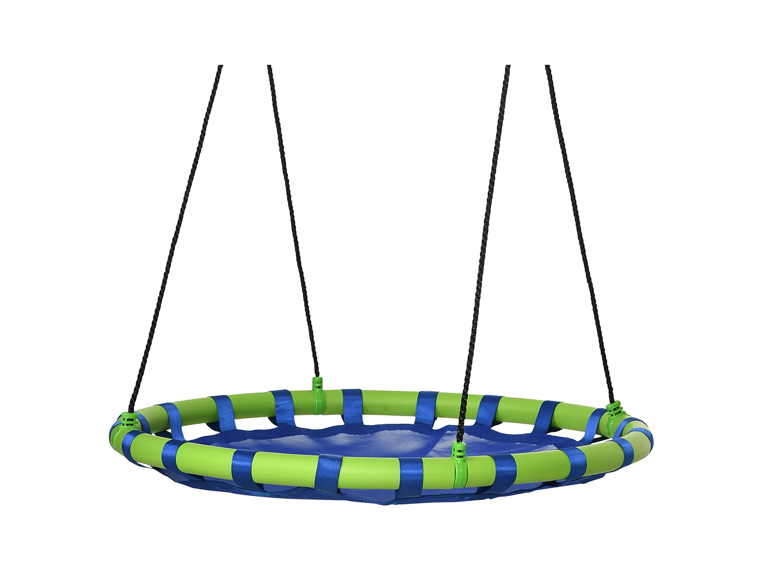 Balançoire nid d'oiseau ronde balançoire panier Ø 100 x 120-180H cm accessoires inclus bleu vert