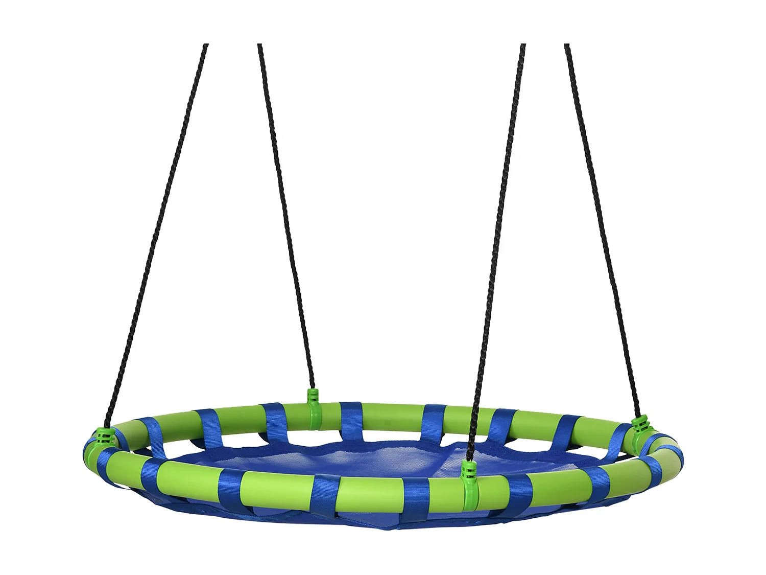 Balançoire nid d'oiseau ronde balançoire panier Ø 100 x 120-180H cm accessoires inclus bleu vert