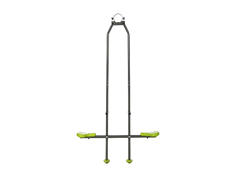 Balançoire agrès face à face enfant 3 à 6 ans - selles larges, guidon, repose-pied - gris vert