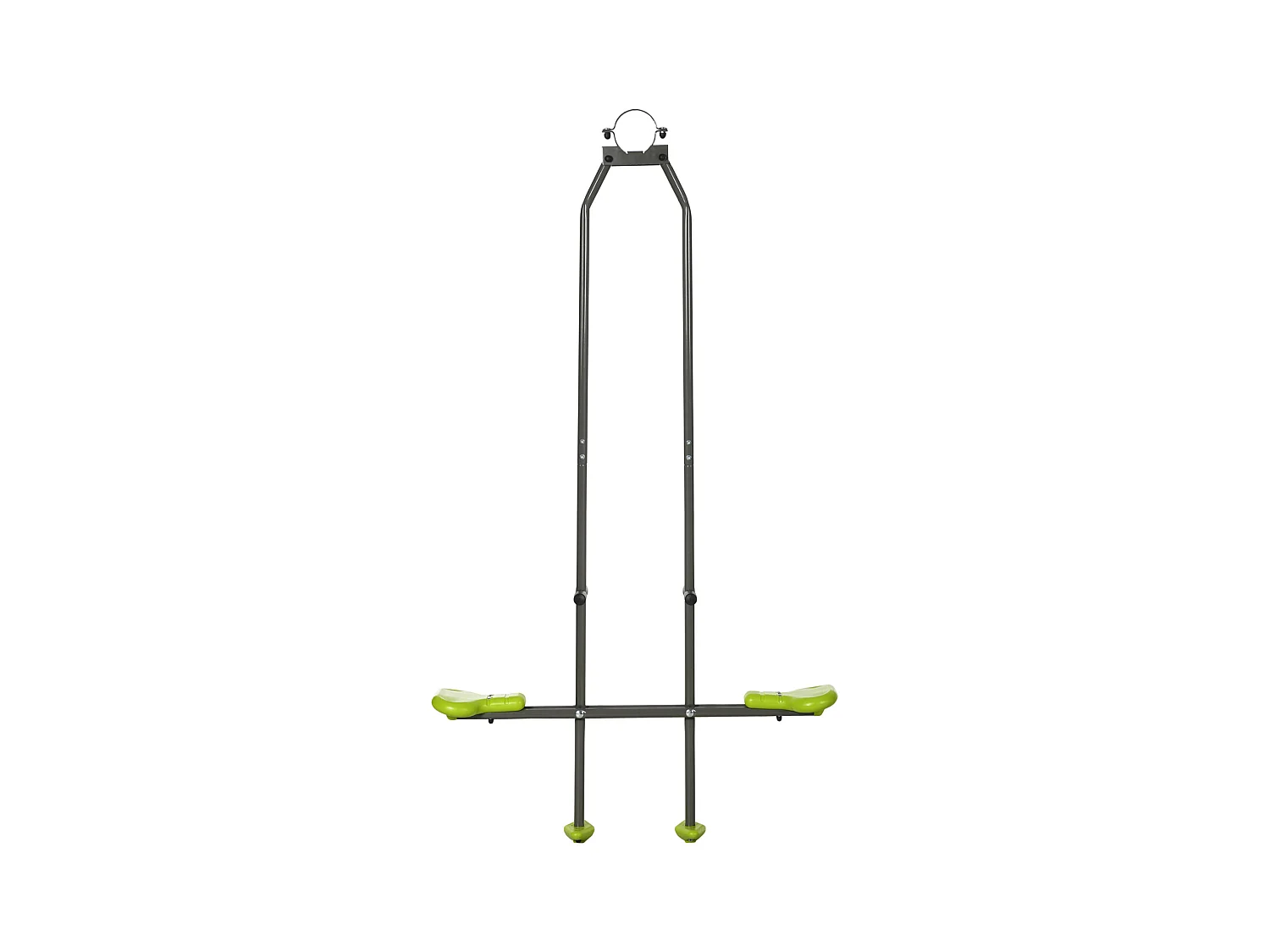 Balançoire agrès face à face enfant 3 à 6 ans - selles larges, guidon, repose-pied - gris vert