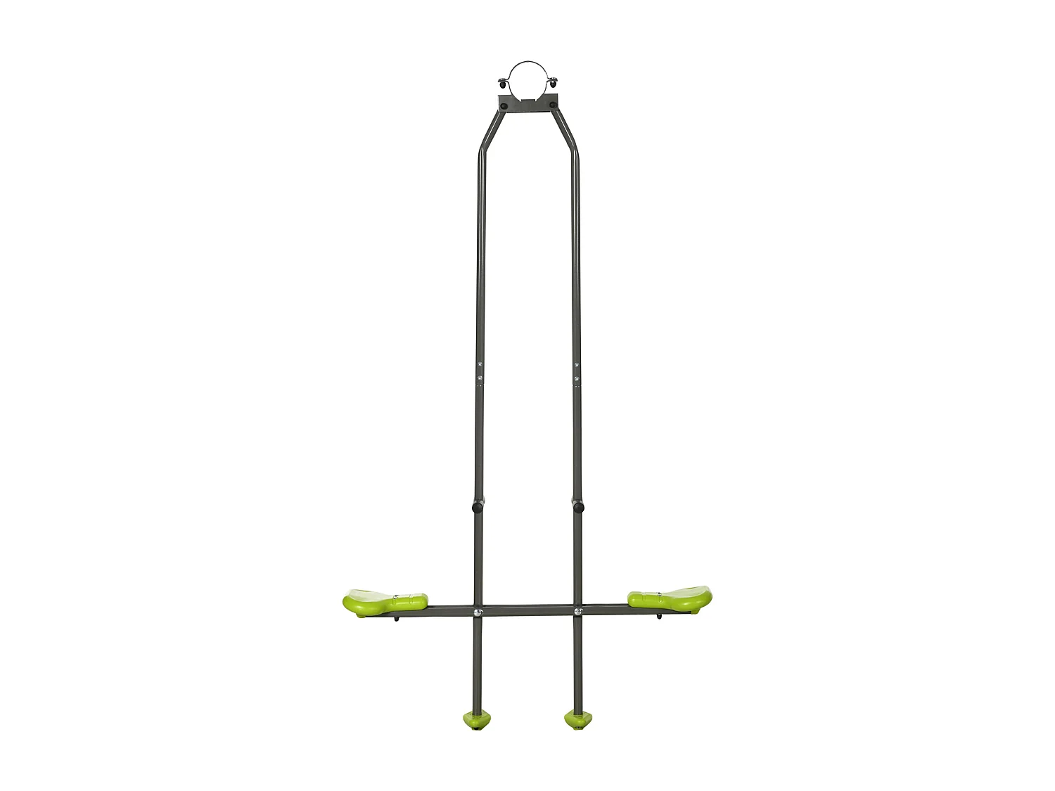 Balançoire agrès face à face enfant 3 à 6 ans - selles larges, guidon, repose-pied - gris vert