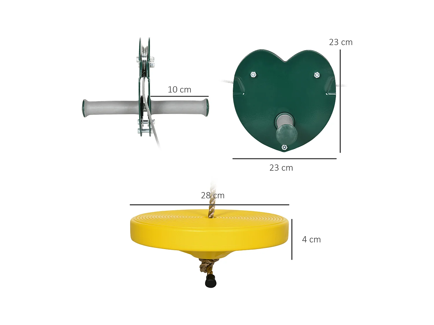 Kit complet tyrolienne 25 m - câble épais, poulie, poignées antidérapantes, assise PE - accessoires inclus