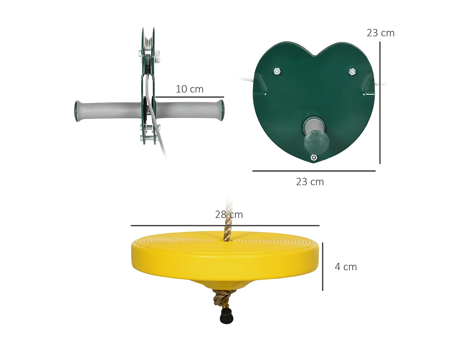 Kit complet tyrolienne 25 m - câble épais, poulie, poignées antidérapantes, assise PE - accessoires inclus