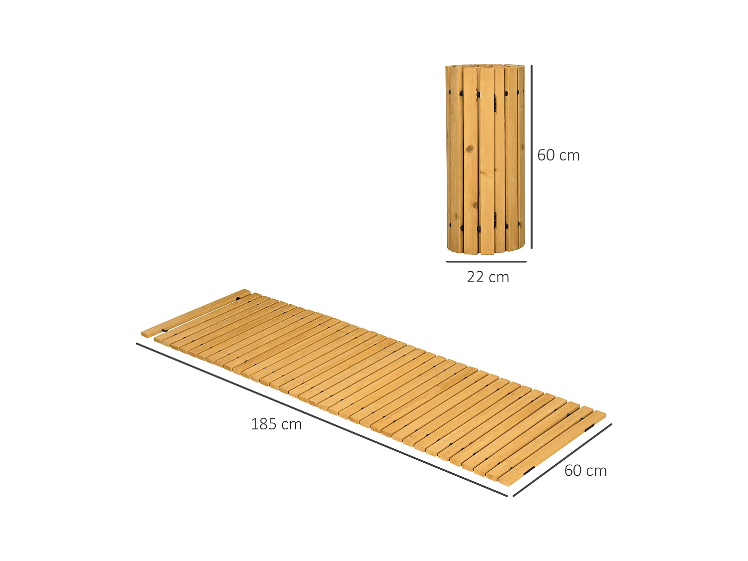 Allée chemin de jardin en lattes de bois enroulable - dim. 185L x 60l x 1,9H cm - bois de sapin pré-huilé