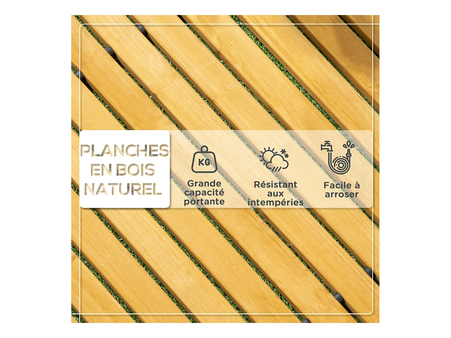 Allée chemin de jardin en lattes de bois enroulable - dim. 185L x 60l x 1,9H cm - bois de sapin pré-huilé