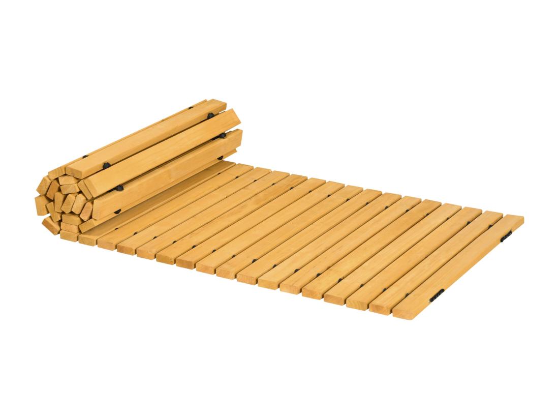 vente unique Allée chemin de jardin en lattes de bois enroulable - dim. 185L x 60l x 1 9H cm - bois de sapin pré-huilé