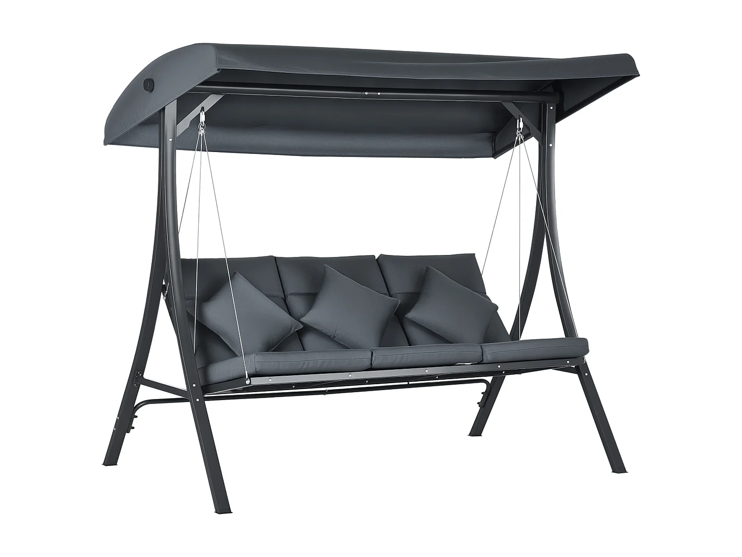 Balancelle de jardin 3 places grand confort toit inclinaison réglable épais coussins polyester acier époxy gris