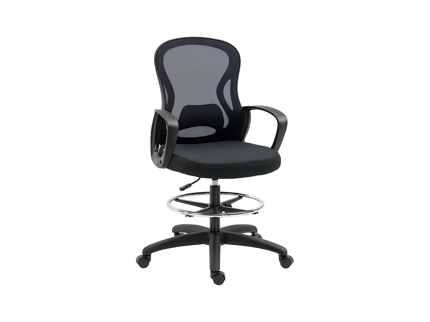 Fauteuil de bureau chaise de bureau assise haute réglable dim. 59L x 65l x 109-124H cm pivotant 360° maille respirante noir