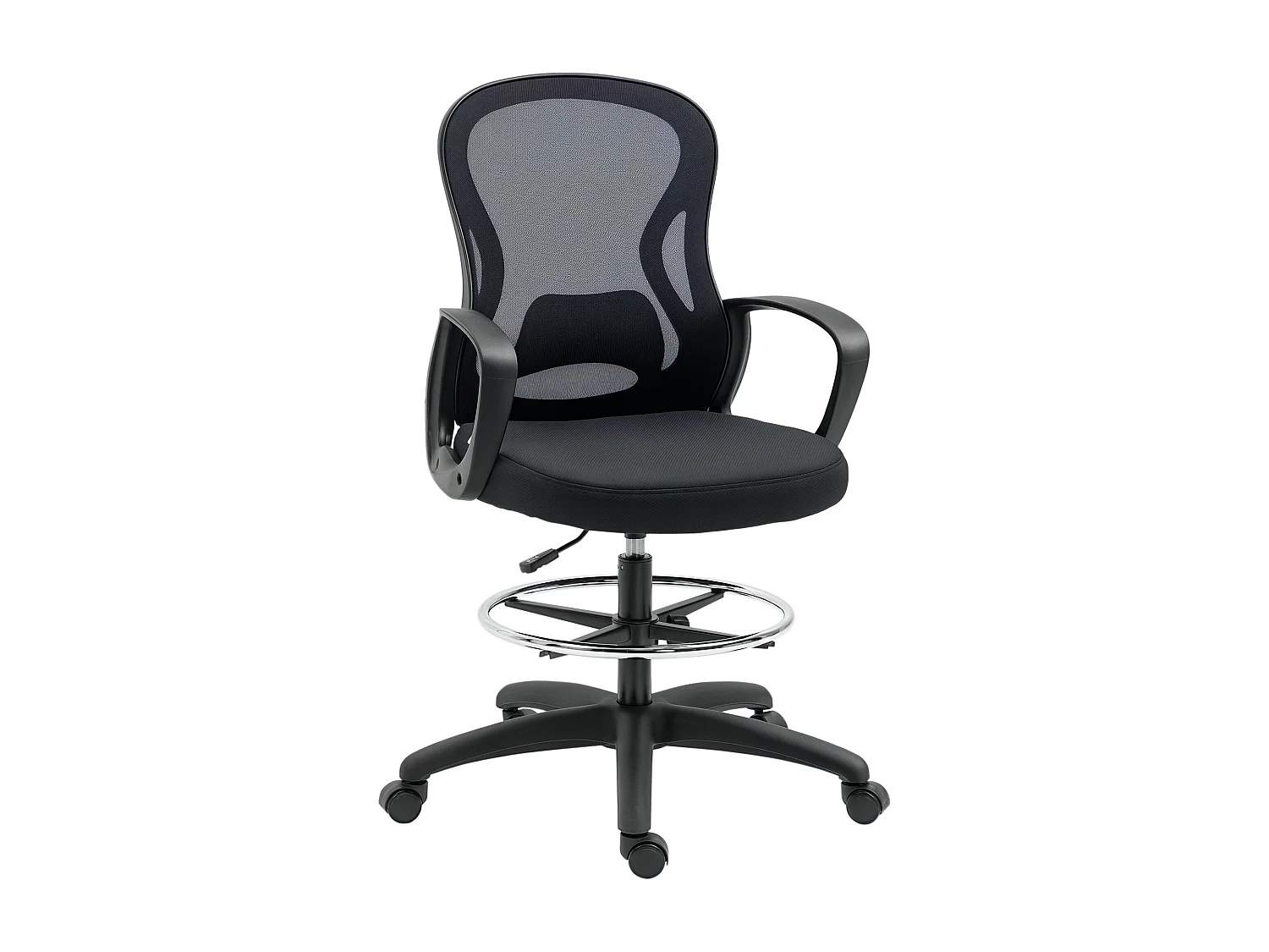 Fauteuil de bureau chaise de bureau assise haute réglable dim. 59L x 65l x 109-124H cm pivotant 360° maille respirante noir