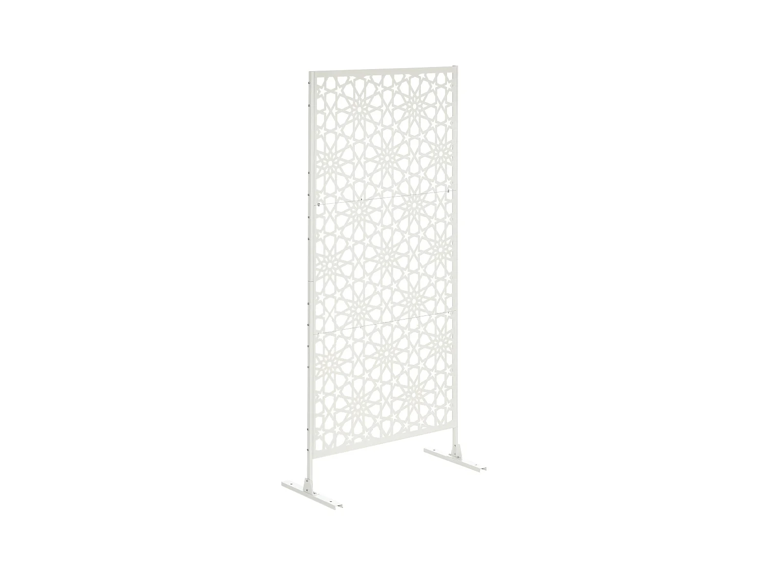 Panneau décoratif extérieur métal - brise vue motif étoiles - visserie incluse - dim. 92L x 45l x 198H cm - acier thermolaqué blanc