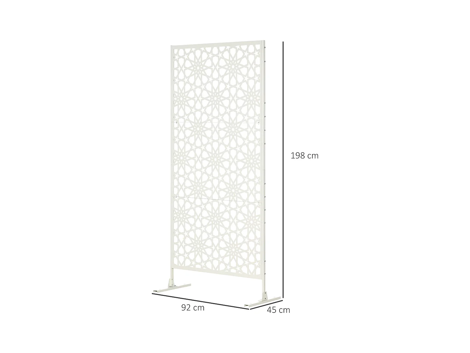 Panneau décoratif extérieur métal - brise vue motif étoiles - visserie incluse - dim. 92L x 45l x 198H cm - acier thermolaqué blanc