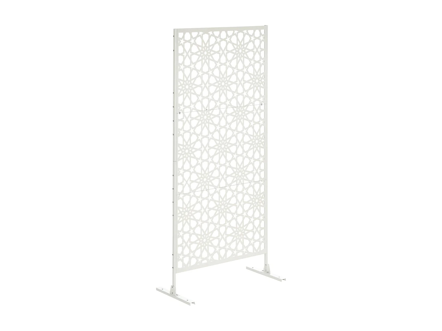 Panneau décoratif extérieur métal - brise vue motif étoiles - visserie incluse - dim. 92L x 45l x 198H cm - acier thermolaqué blanc
