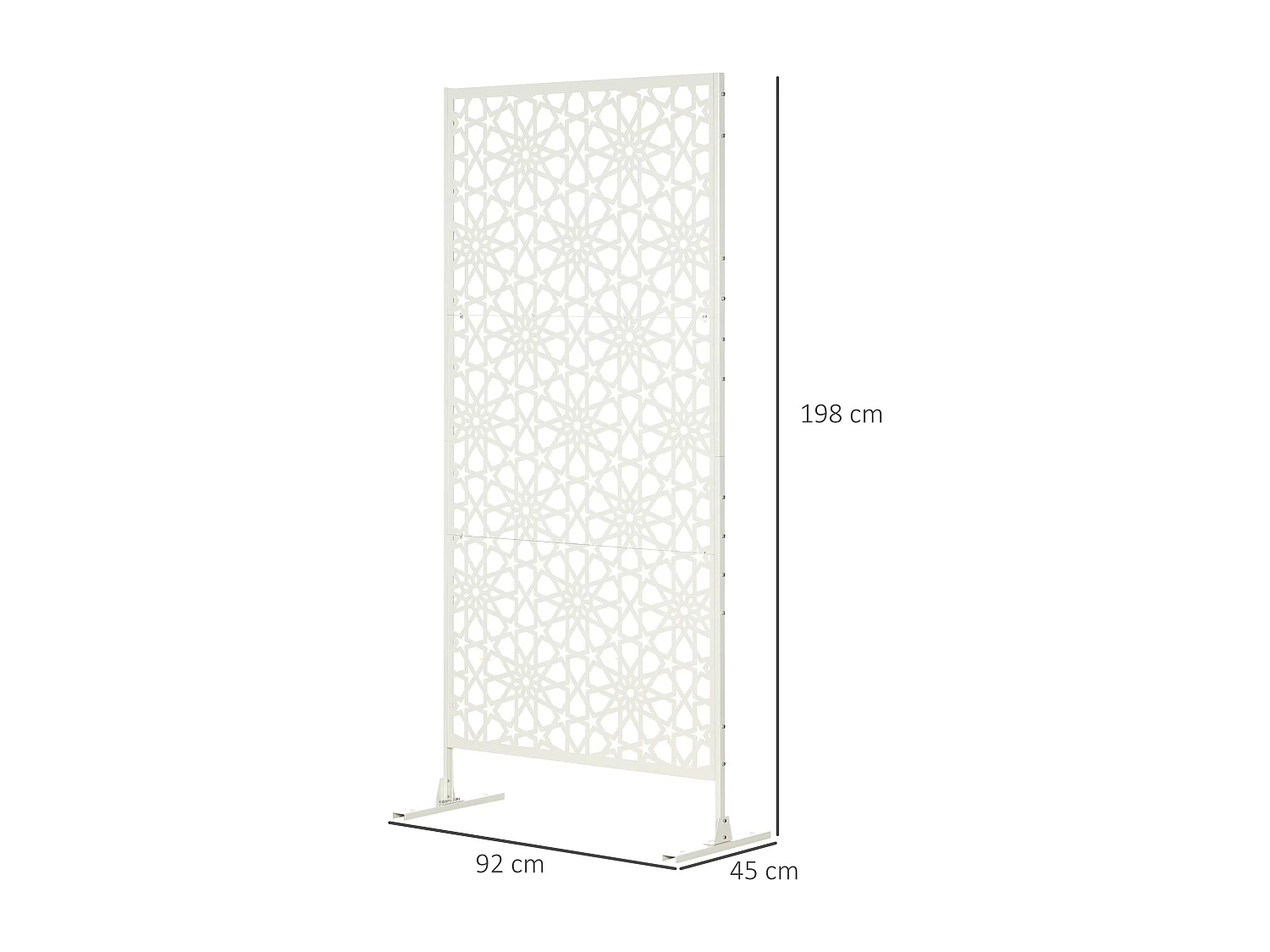 Panneau décoratif extérieur métal - brise vue motif étoiles - visserie incluse - dim. 92L x 45l x 198H cm - acier thermolaqué blanc