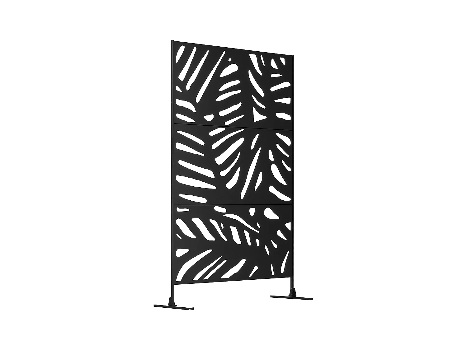 Panneau décoratif extérieur métal - brise vue motif feuilles - visserie incluse - dim. 122L x 45l x 198H cm - acier thermolaqué noir