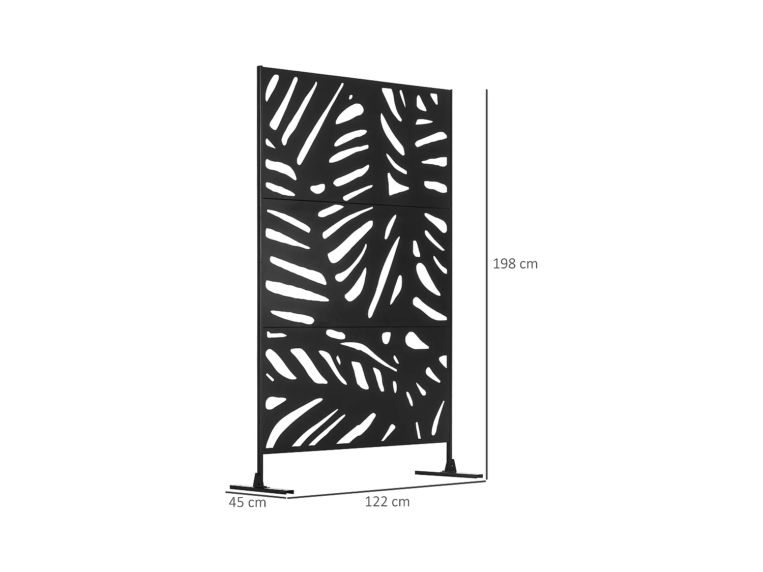 Panneau décoratif extérieur métal - brise vue motif feuilles - visserie incluse - dim. 122L x 45l x 198H cm - acier thermolaqué noir