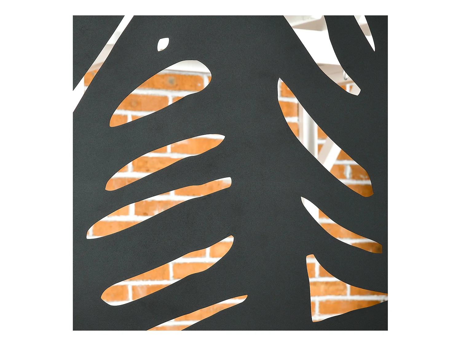 Panneau décoratif extérieur métal - brise vue motif feuilles - visserie incluse - dim. 122L x 45l x 198H cm - acier thermolaqué noir