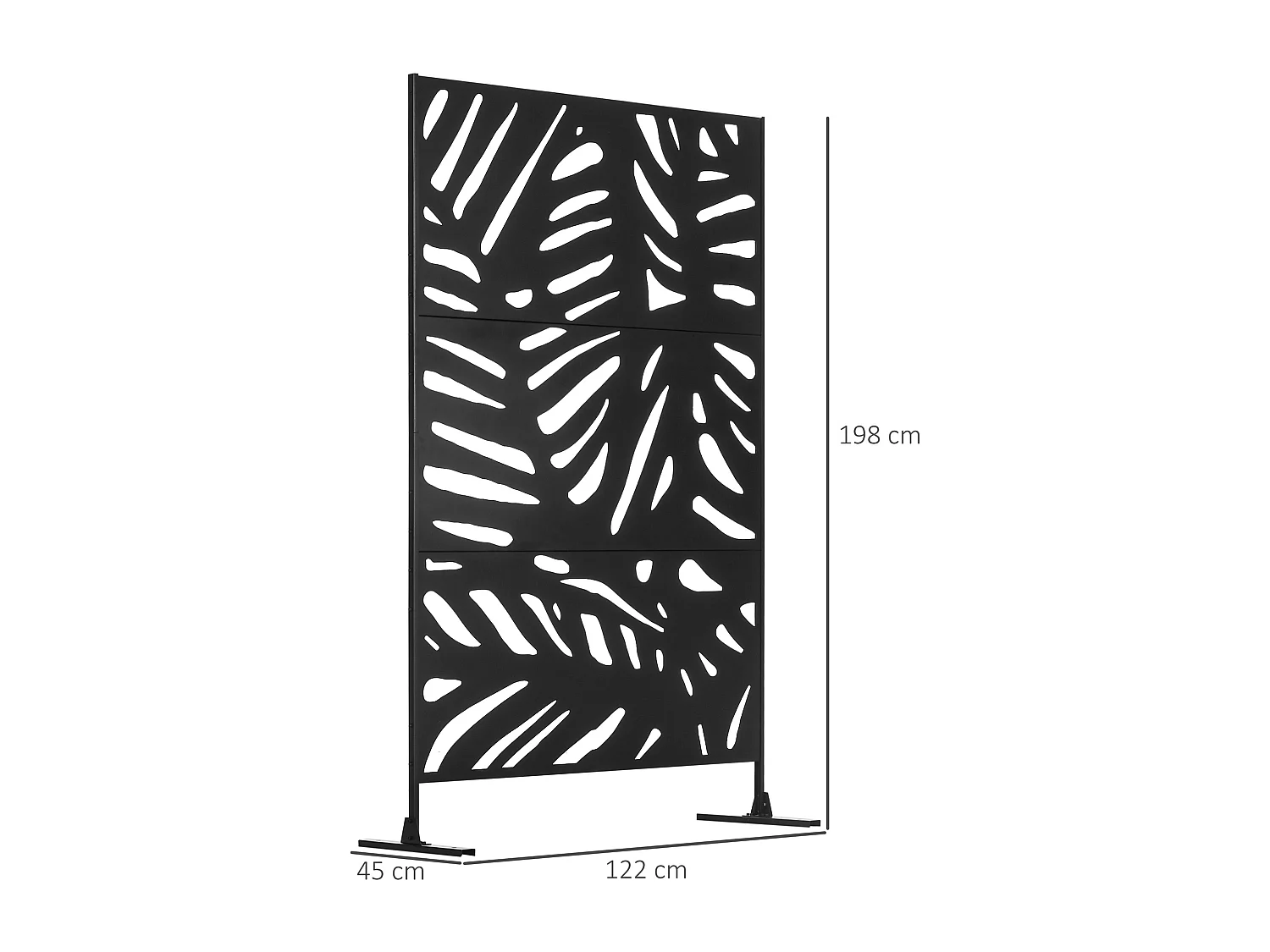 Panneau décoratif extérieur métal - brise vue motif feuilles - visserie incluse - dim. 122L x 45l x 198H cm - acier thermolaqué noir