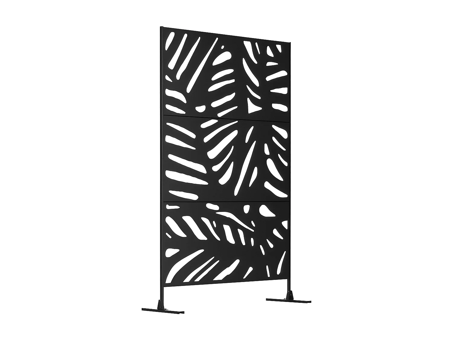 Panneau décoratif extérieur métal - brise vue motif feuilles - visserie incluse - dim. 122L x 45l x 198H cm - acier thermolaqué noir