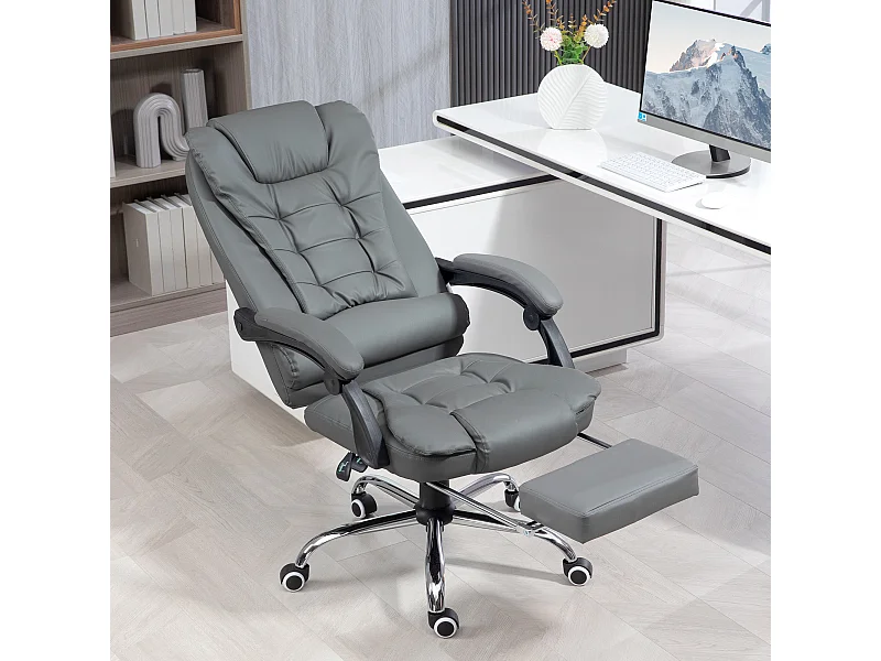 Fauteuil de bureau fauteuil manager grand confort réglable dossier inclinable repose-pied revêtement synthétique gris