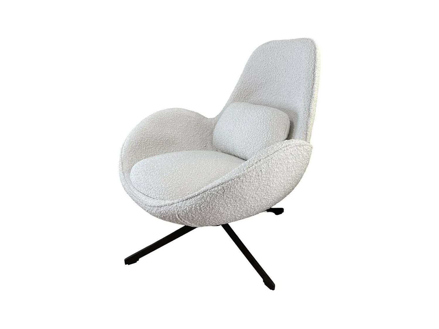 SPACE - Fauteuil en tissu bouclé Teddy blanc