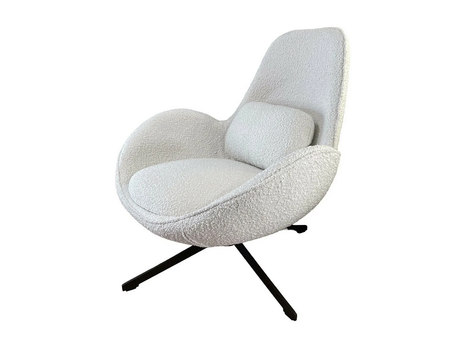 SPACE - Fauteuil en tissu bouclé Teddy blanc