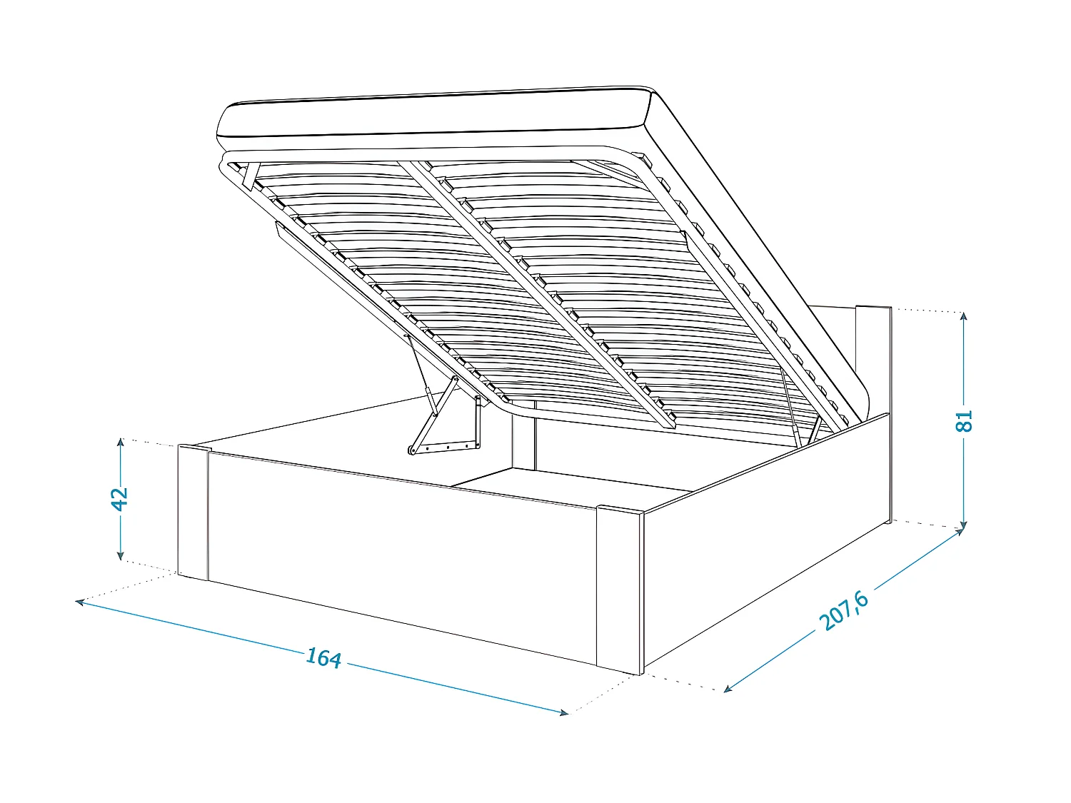 Lit coffre BOSTON 160x200 - Sommier inclus Pin - blanc
