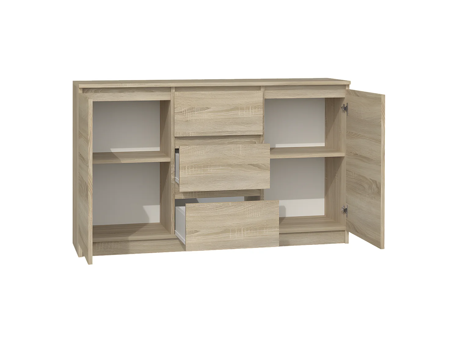 CAZAR | Cassettiera moderna 2 ante + 3 cassetti camera/soggiorno/ufficio | Dimensioni: 75x120x40 | Design minimalista | Mobili funzionali