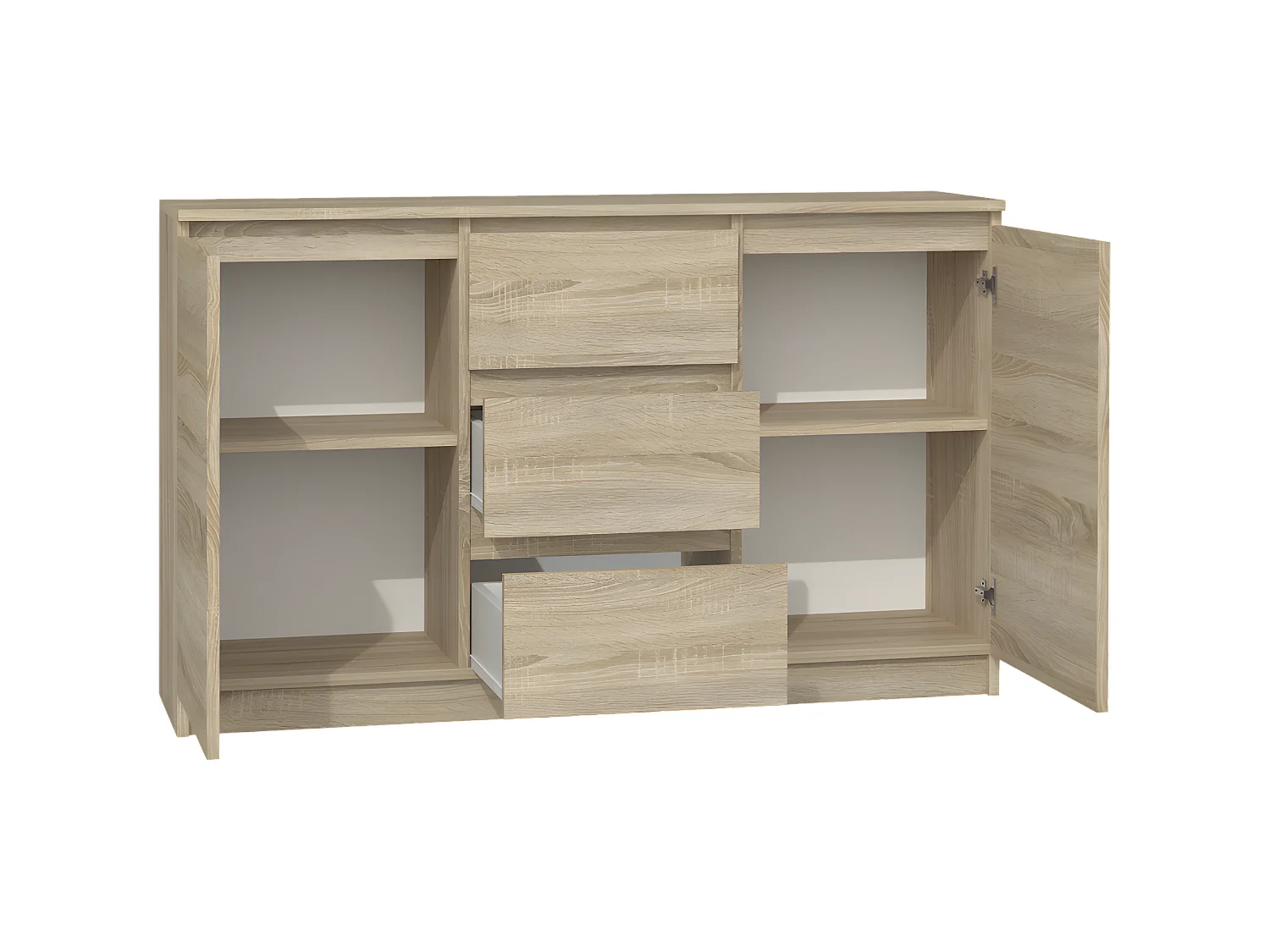 CAZAR | Commode moderne 2 portes + 3 tiroirs chambre/salon/bureau| Dimensions : 75x120x40 | Design minimaliste | Meuble fonctionnel
