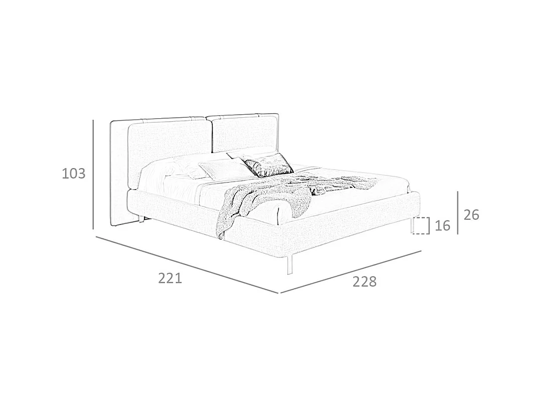 Letto in tessuto ed ecopelle con gambe in acciaio   7123 ANGEL CERDA